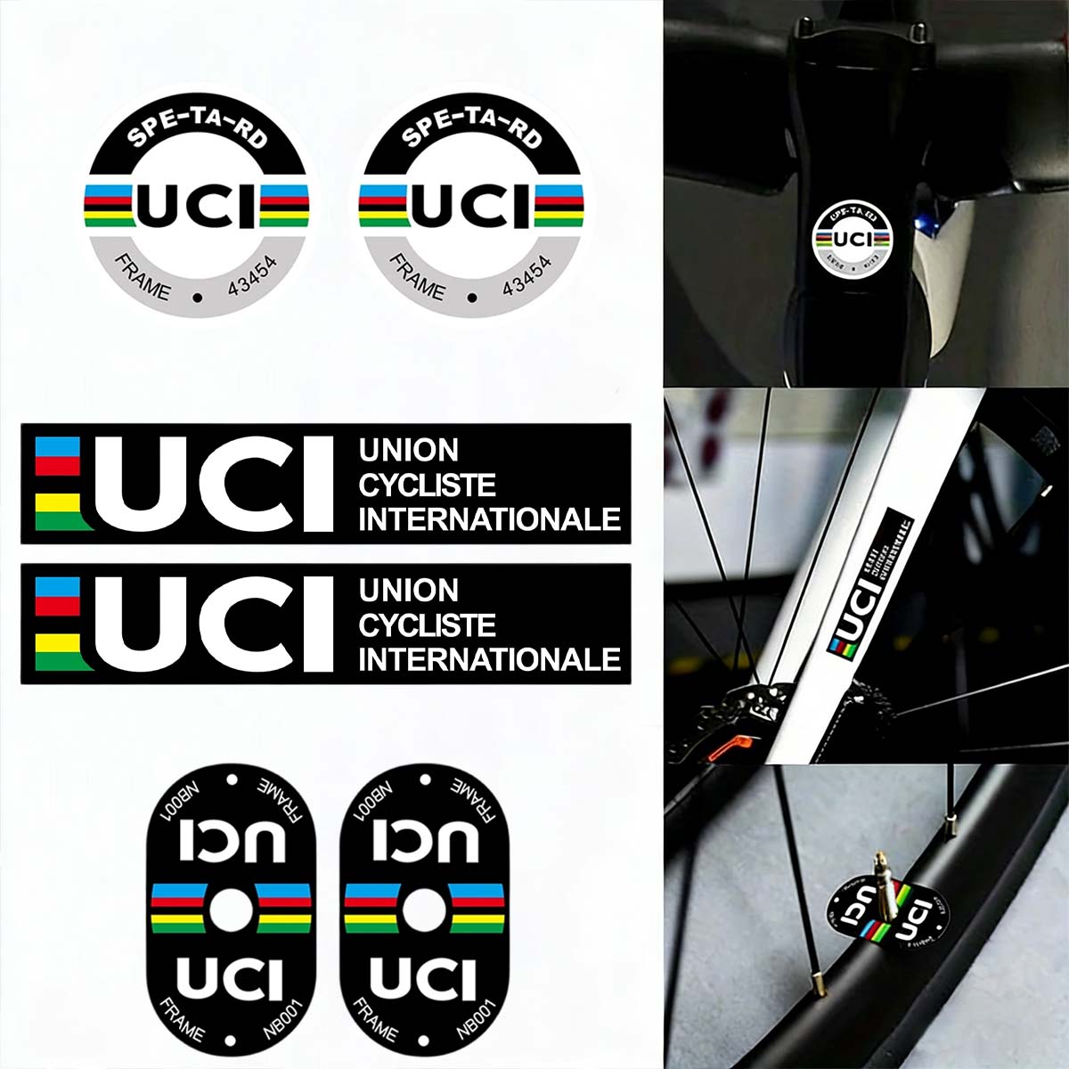Cycling Gear Sale - UCI Fahrradrahmen-Aufkleber, langlebiges Vinyl, selbstklebende DIY-Aufkleber