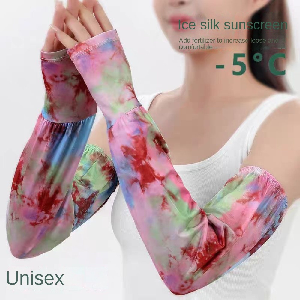 Cycling Gloves - Tie-Dye Lange Eisseiden-Ärmel im Ethno-Stil, Sonnenschutz-Armstulpen,