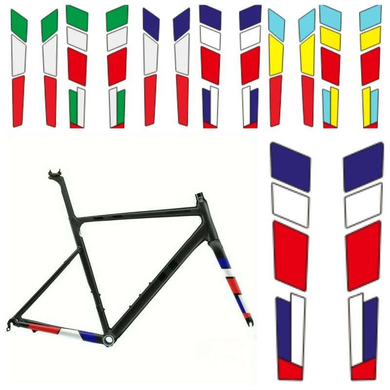 Cycling Gear Sale - 14-teiliges 2D 3-Farben Gestreiftes Fahrradrahmen-Gabel-Aufkleber-Set Langlebige