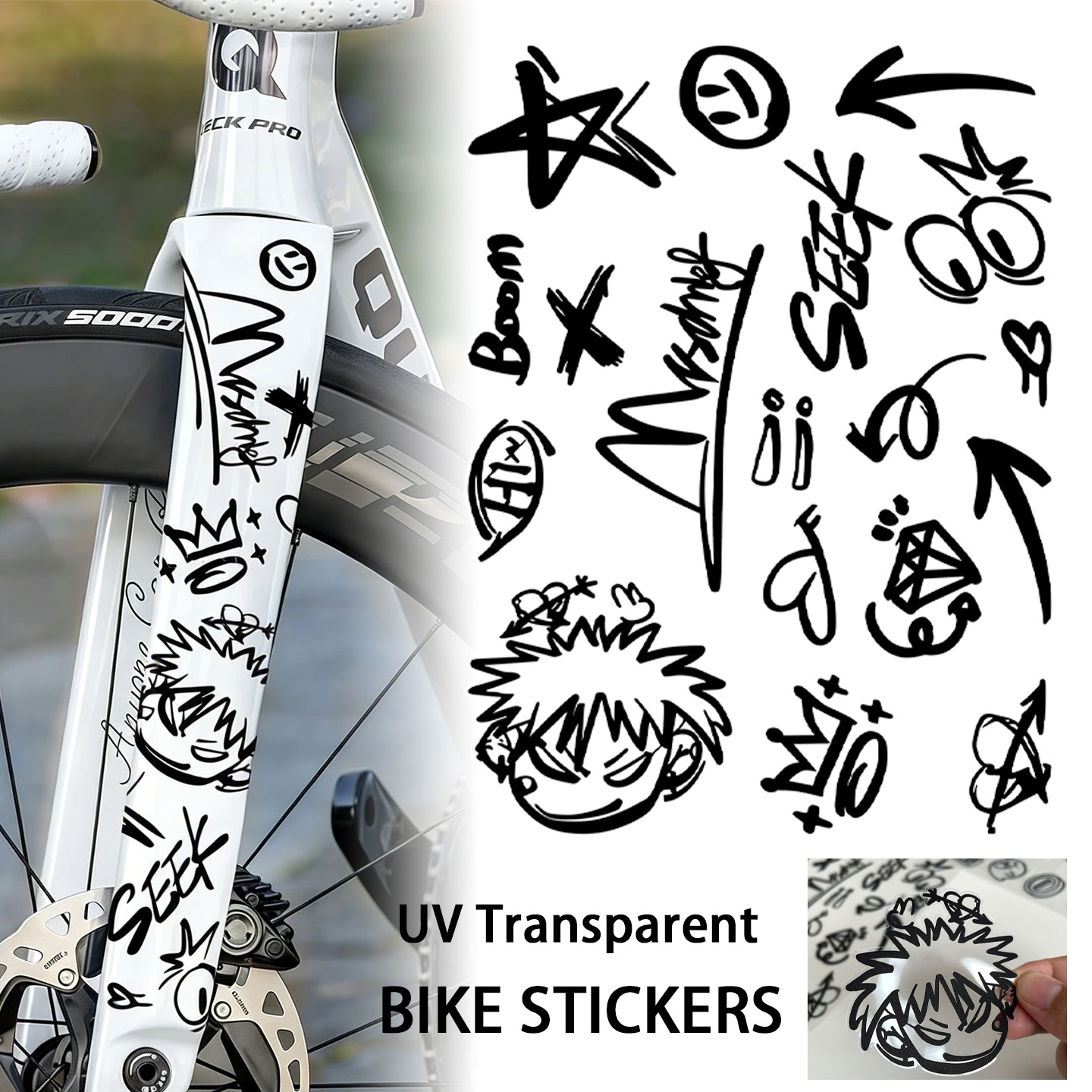Cycling Gear Sale - UV-transparente Graffiti DIY Fahrrad-Aufkleber für Fahrradrahmen