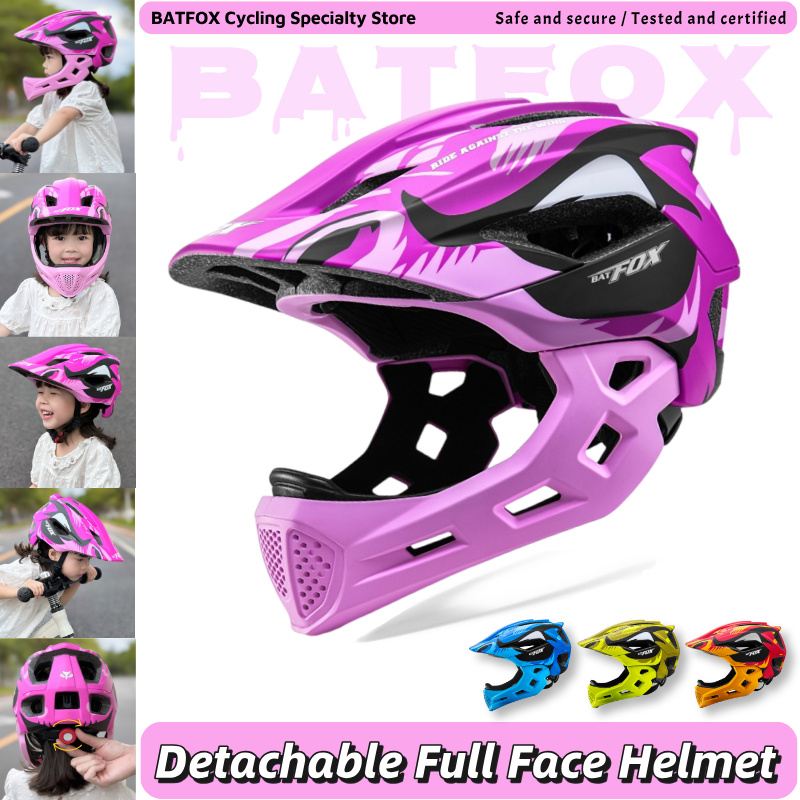 Youth Cycling Gear - BATFOX Kinder Vollgesichts-Fahrradhelm Abnehmbarer MTB-Radsport-Sicherheitshelm Schutzausrüstung