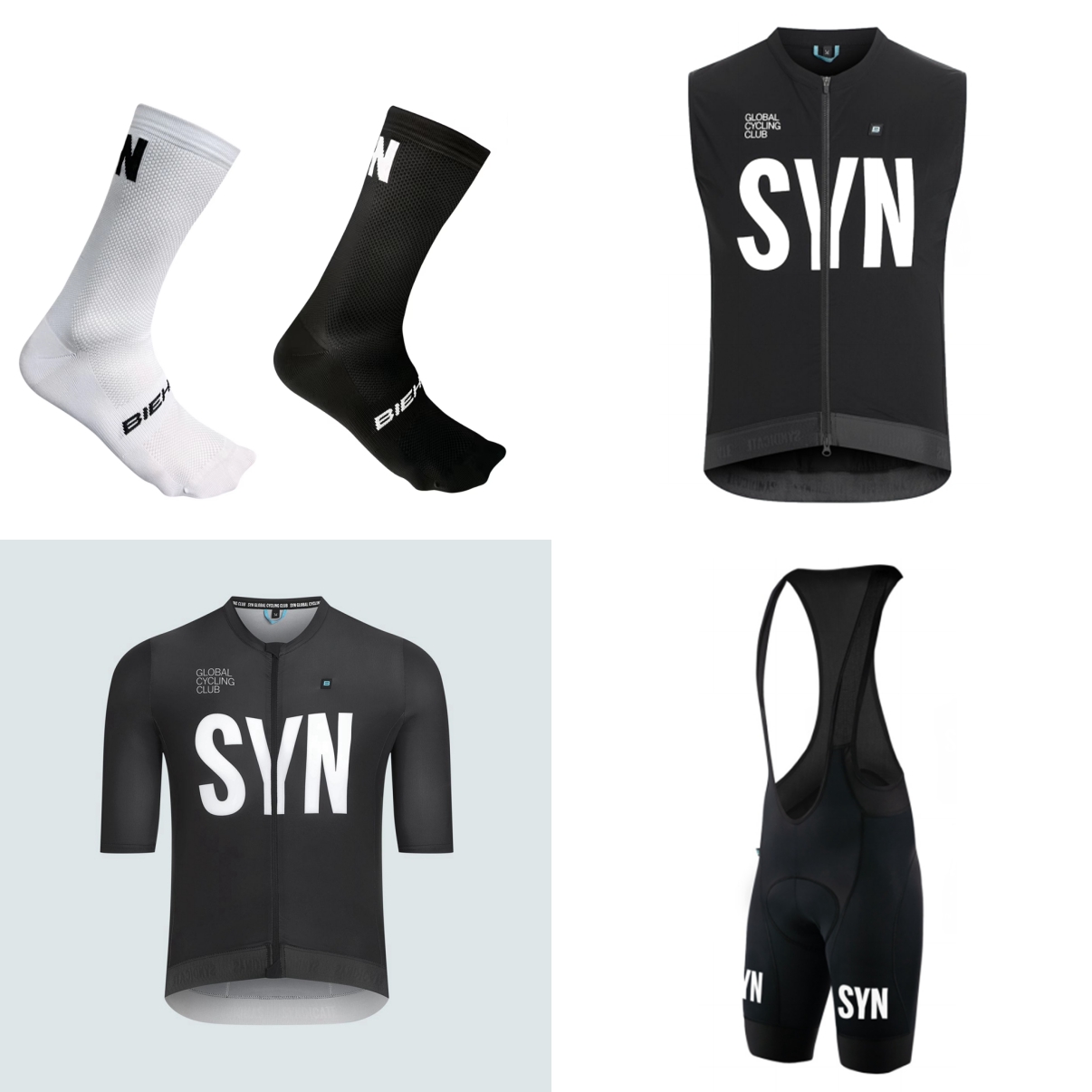 Cycling Gear Logo - Sommer-Kurzarm-Fahrradanzug 2026 Schwarz-Blau SYN Praktisches Radsport-Trikot
